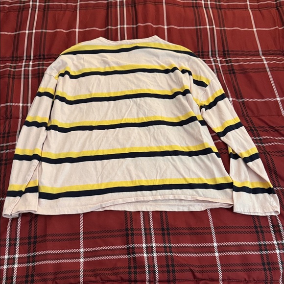 J Crew Pink Yellow and Navy Striped Tee - Picture 3 of 3